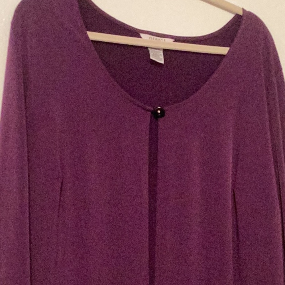 Dressy purple open tunic  long sleeve size 18W 20W Pit to Pit 25 inches